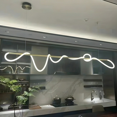 Modern LED Linear Island Pendant with Ambient Silica Gel Shade