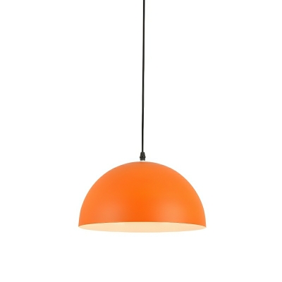 Modern Orange Pendant Light with Round Canopy and Iron Shade