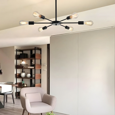 Modern Sputnik Chandelier with Globe LED Bulbs and Direct Wired Electric Power Source