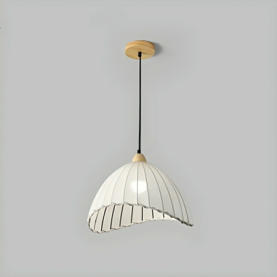 Modern White Wood Cone Pendant Light with Adjustable Hanging Length