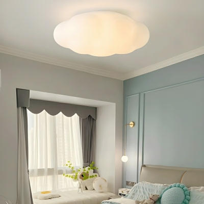 White Iron Modern Flush Mount Ceiling Light with LED Bulbs for Residential Use