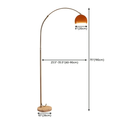 Adjustable Height Arc Floor Lamp with Dome Aluminum Shade for Residential Use