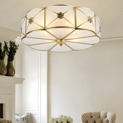 Colonial Style White Flush Mount Ceiling Light with Clear Glass Shade