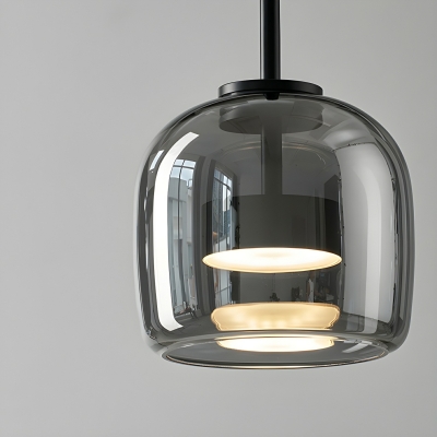 Industrial 1-Light Grey Pendant with Clear Glass Shade and Adjustable Hanging Length