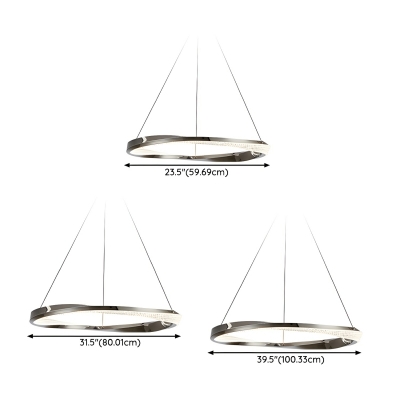 Modern Chandelier with Stepless Dimming, White Shade and Adjustable Hanging Length
