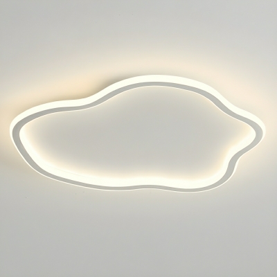 Modern LED Flush Mount Ceiling Light Fixture with White Iron Shade