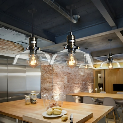 Modern LED Pendant Light with Clear Glass Shade - Industrial Style