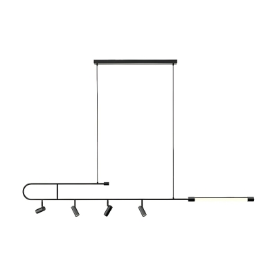 Modern Linear Black Metal Island Light with LED Bulbs - Perfect for Residential Use