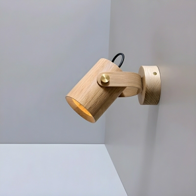 Modern Wooden LED Wall Lamp with Warm Light and White Solid Wood Shade