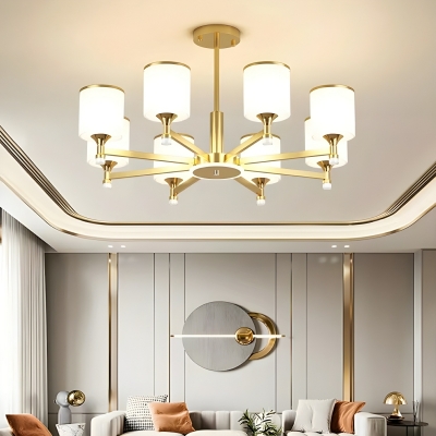 Elegant White Frosted Glass Chandelier with Adjustable Hanging Length
