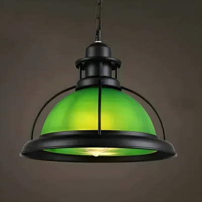 Industrial Metal Pendant Light with Glass Shade and Adjustable Hanging Length