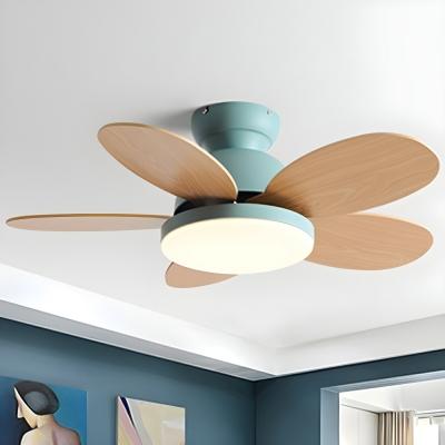 Kids' Wood 5 Blade Windmill Ceiling Fan with Remote Control and LED Ceiling Fan