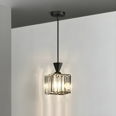 Modern Crystal Pendant Light with Adjustable Hanging Length and Round Canopy Shape
