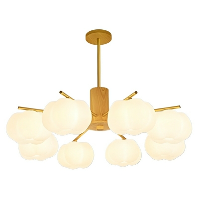 Modern Gold Geometric Chandelier with White Resin Shades and Direct Wired Electric