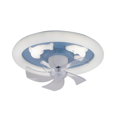 Clear Acrylic 5-Blade Kids' Windmill Ceiling Fan with Remote Control and Stepless Dimming