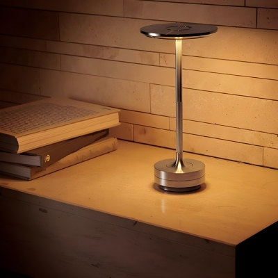 Elegant White Metal Modern Table Lamp with 3 Color Lights and Rechargeable Battery