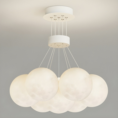 Elegant White Plastic Globe Chandelier with Adjustable Hanging Length