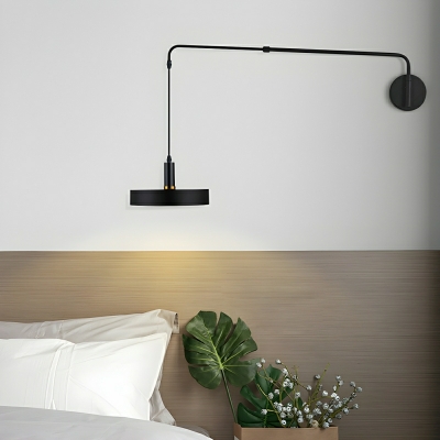 Modern 1-Light Black Metal Wall Sconce with Warm Light Shade