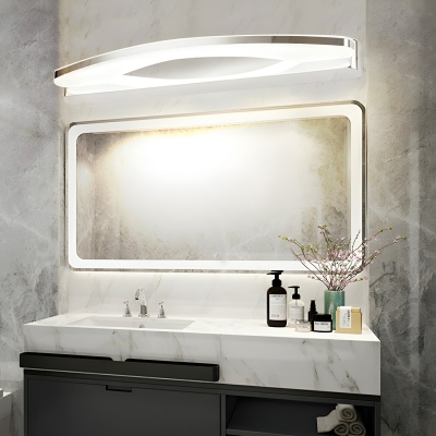 Stainless-Steel Arc Vanity Light with Acrylic White Shade LED Bulb - Modern Style