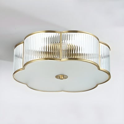 Colonial Style White Metal Flush Mount Ceiling Light with Clear Glass Shade