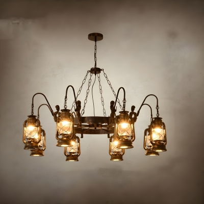 Industrial Black Chandelier with Clear Glass Shade and Adjustable Hanging Length