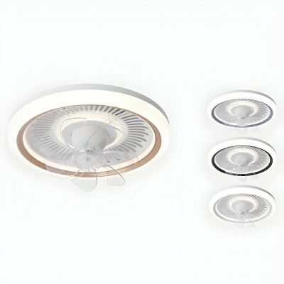 Modern Flush Mount Ceiling Fan with Remote Control Dimming, 7 Clear Plastic Blades