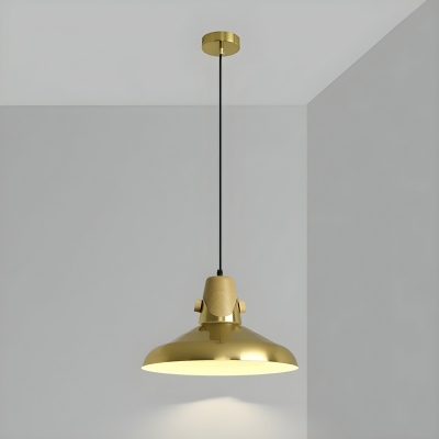 Modern Gold Pendant Light with Adjustable Hanging Length and Round Canopy