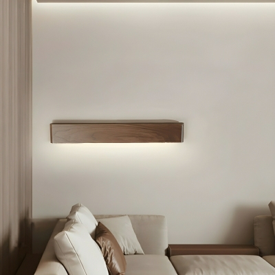 Modern Wood 1-Light Wall Sconce with Warm Light LED Bulb and White Solid Wood Shade
