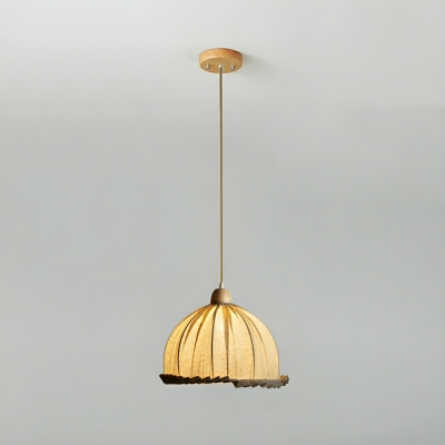 Contemporary Beige Fabric Pendant Light with Round Canopy for Modern Home Decor