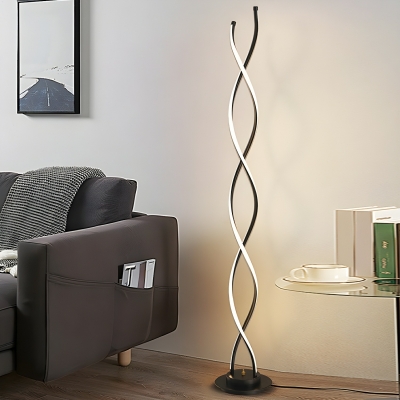 Contemporary Metal Linear LED Floor Lamp with White Fabric Shade - Perfect for Residential Use