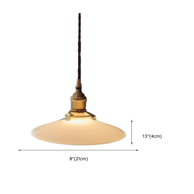 Industrial Brass Pendant Light with White Glass Shade and Cord Mounting Perfect for Residential Use