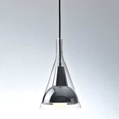 Industrial Chrome Pendant with Clear Glass Shade and Adjustable Hanging Length