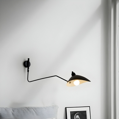 Modern Black Metal Wall Lamp with Downward Shade - LED/Incandescent/Fluorescent - Residential Use