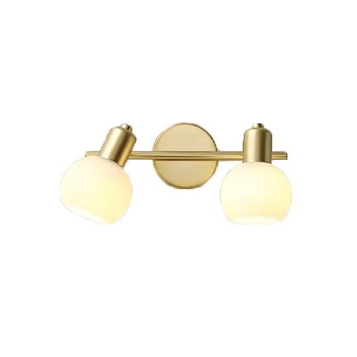Modern Gold Straight Glass Vanity Light with Clear LED Globe Down Direction