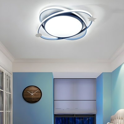 Acrylic Flush Mount LED Bulb Ceiling Light with White Shade for Kids Room