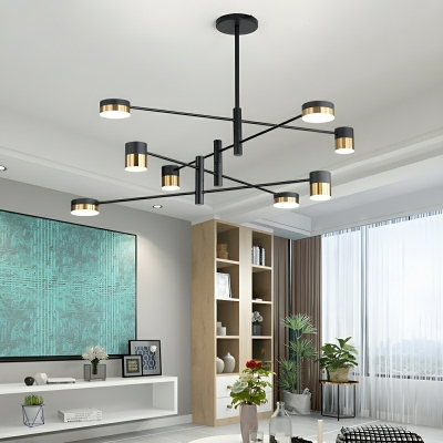 Black Acrylic Modern Chandelier with LED Bulbs and Downward Shade