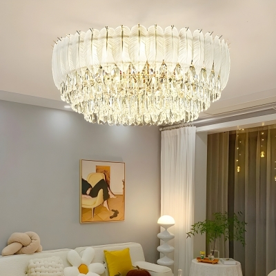 Colonial-Style Flush Mount Ceiling Light with Clear Crystal Shade