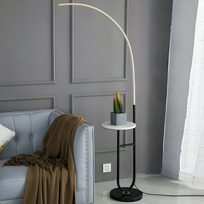 Contemporary Black Arc Floor Lamp with Iron Shade and Foot Switch for Residential Use