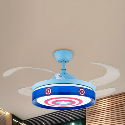 Kids Windmill Ceiling Fan with Remote Control, Clear Acrylic Blades, and Kids' Wall Light