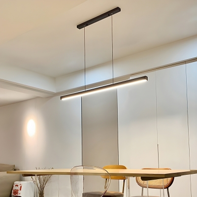 Modern Black Acrylic Island Light with Rectangular Shade and Adjustable Hanging Length