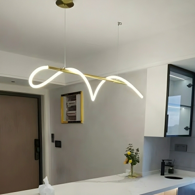 Modern LED Linear Island Pendant with Ambient Silica Gel Shade