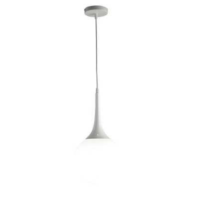 Modern White Glass Pendant with Round Canopy and Adjustable Hanging Length for Indoor Use