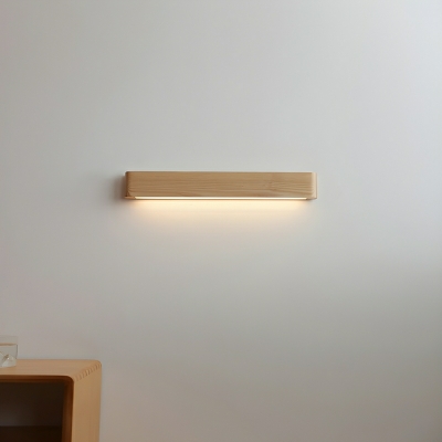 Modern Wood 1-Light Wall Sconce with Warm Light LED Bulb and White Solid Wood Shade