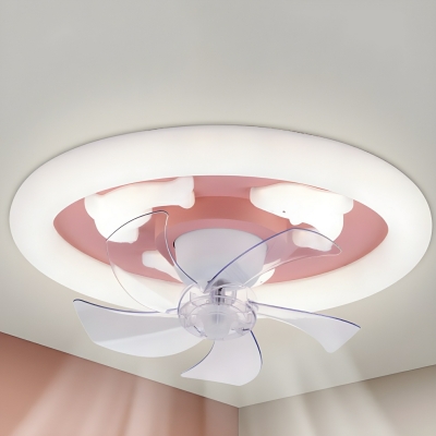 Clear Acrylic 5-Blade Kids' Windmill Ceiling Fan with Remote Control and Stepless Dimming