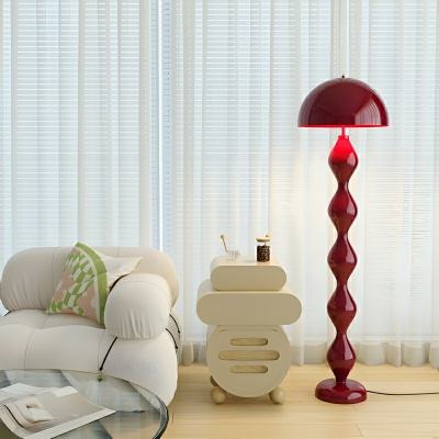 Contemporary Metal Floor Lamp with Dome Shade and Foot Switch