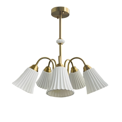 Elegant White Ceramic Chandelier with Downward Shade in Modern Style for Residential Use