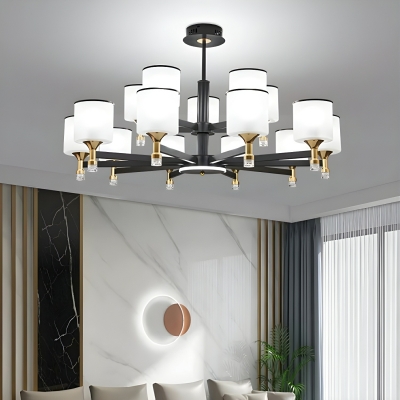 Elegant White Frosted Glass Chandelier with Adjustable Hanging Length