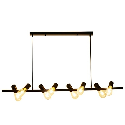 Industrial Black Linear Island Light with Adjustable Hanging Length