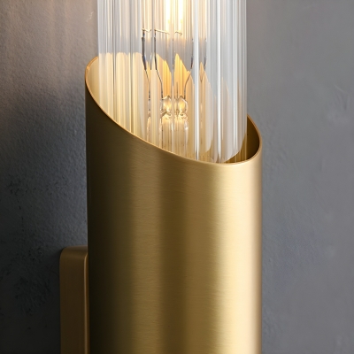 Modern Clear Glass Gold Bi-pin Wall Sconce with Upward Shade Direction for Residential Use