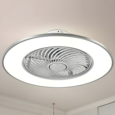 Modern Flush Mount Ceiling Fan with Remote Control, Clear ABS Blades, and Stepless Dimming